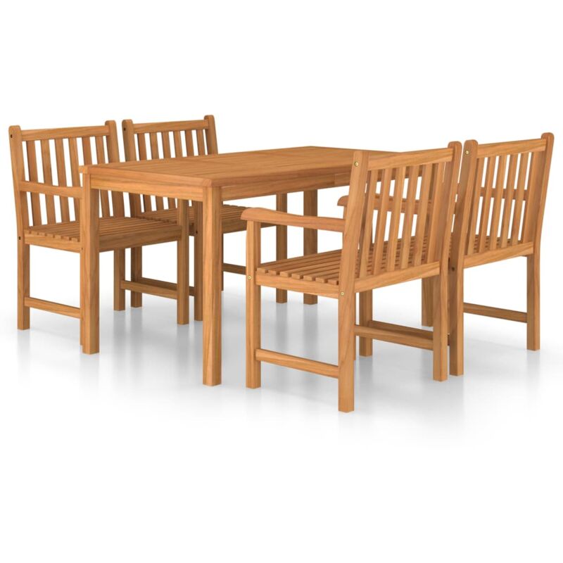 

Conjunto de comedor de jardín 5 piezas madera maciza de teca - Marrón - Vidaxl