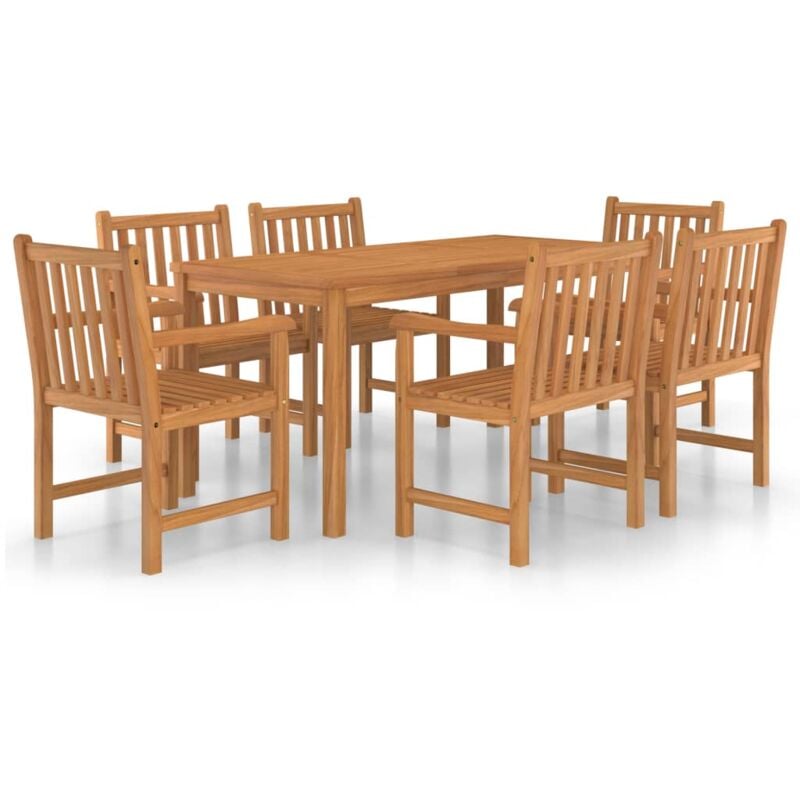 

Conjunto de comedor de jardín 7 piezas madera maciza de teca - Marrón - Vidaxl