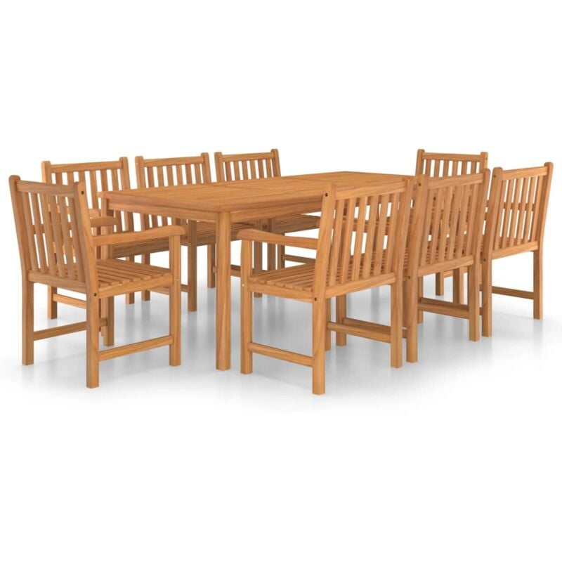 

Conjunto de comedor de jardín 9 piezas madera maciza de teca - Marrón - Vidaxl