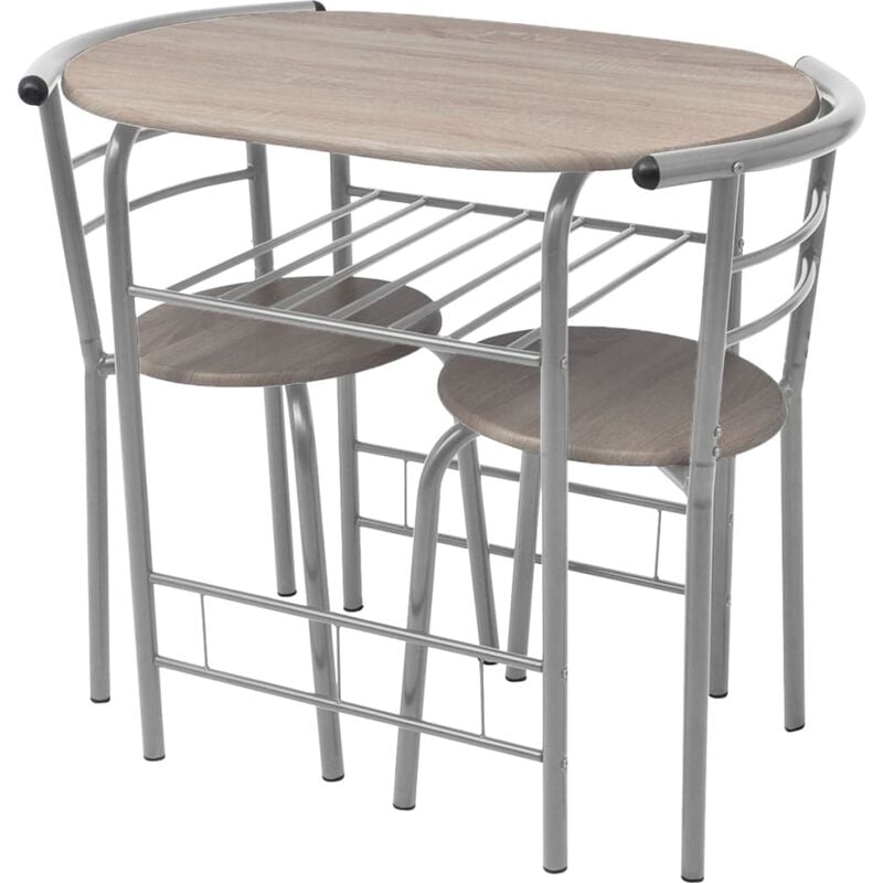 

Mesa Alta de Barra de Cocina Bar con Taburetes MDF Plateado - Beige - Vidaxl