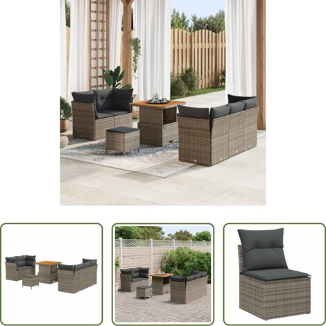 vidaXL Conjunto de jardín -  Conjunto de sofá de jardín con cojín Manual 8 pcs Gris