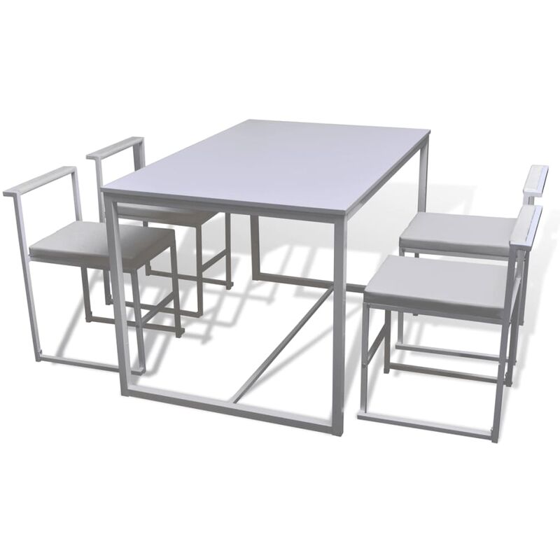 

vidaXL Conjunto de Mesa de Comedor y Sillas 5 Piezas Blanco - Blanco