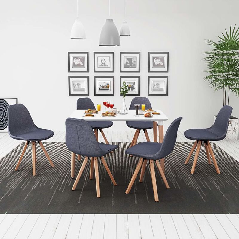 

vidaXL Conjunto de Mesa de Comedor y Sillas 7 Piezas Blanco y Gris Oscuro - Multicolor