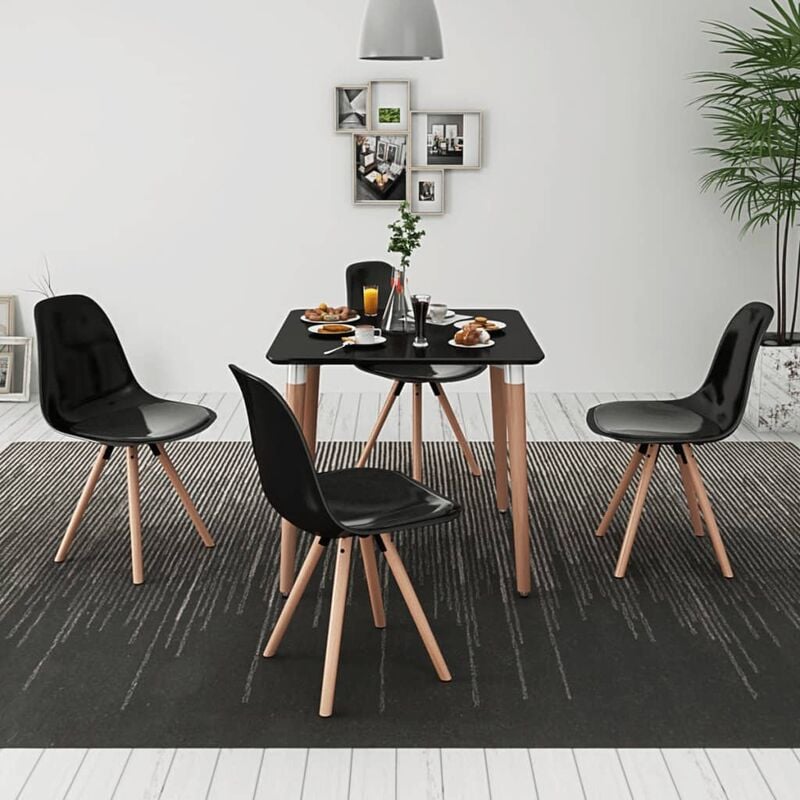 

Vidaxl - Conjunto de Mesa de Comedor y Sillas 5 Piezas Negro - Negro