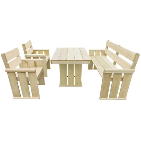 Set de comedor de jardín 4 piezas madera de pino impregnada