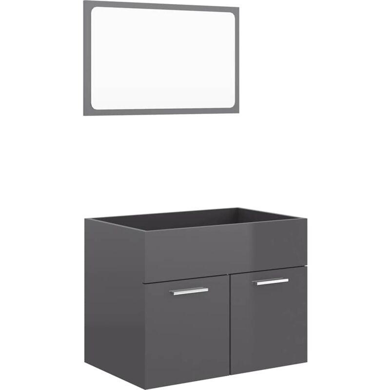 

Conjunto de muebles de baño 2 piezas aglomerado gris brillante - Gris - Vidaxl