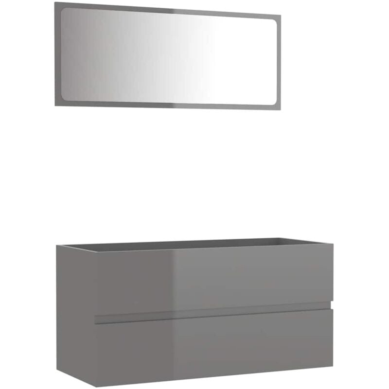 

Conjunto de muebles de baño 2 piezas aglomerado gris brillante - Gris - Vidaxl