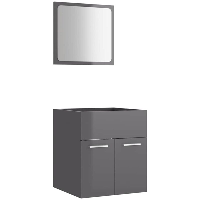 

Conjunto de muebles de baño 2 piezas aglomerado gris brillante - Gris - Vidaxl