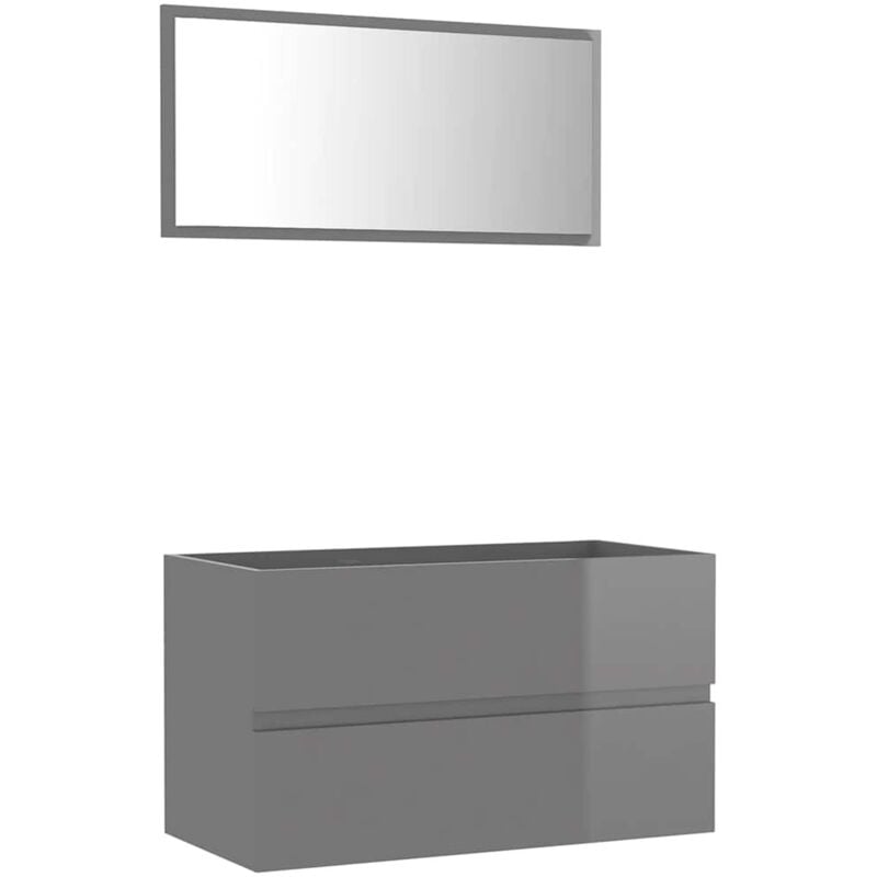 

Conjunto de muebles de baño 2 piezas aglomerado gris brillante - Gris - Vidaxl