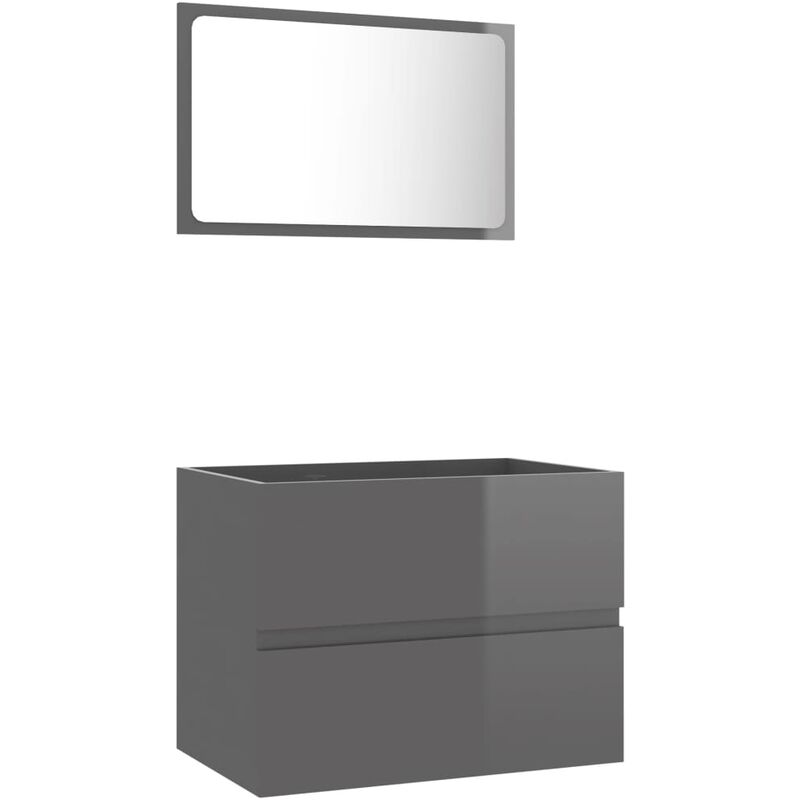

vidaXL Conjunto de muebles de baño 2 piezas aglomerado gris brillante - Gris