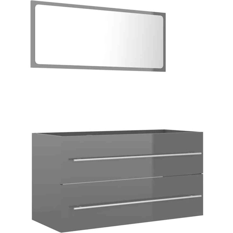 

Conjunto de muebles de baño 2 piezas aglomerado gris brillante - Gris - Vidaxl