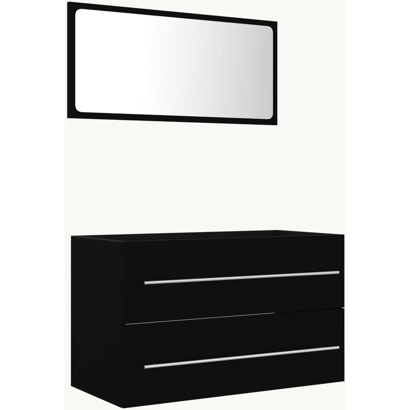 

Conjunto de muebles de baño 2 piezas aglomerado negro - Negro - Vidaxl