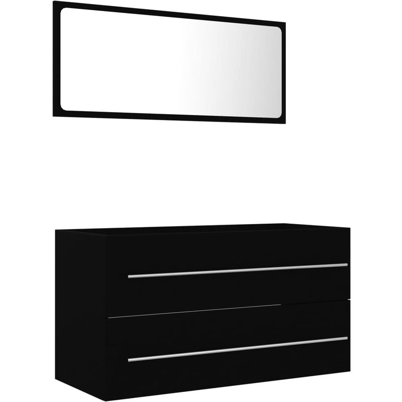 

Conjunto de muebles de baño 2 piezas aglomerado negro - Negro - Vidaxl
