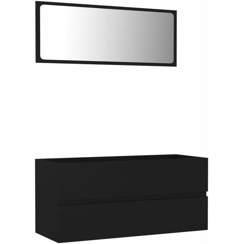 

Conjunto de muebles de baño 2 piezas aglomerado negro - Negro - Vidaxl