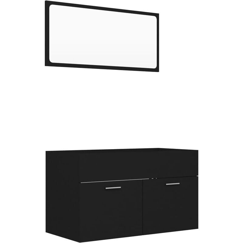 

Conjunto de muebles de baño 2 piezas aglomerado negro - Negro - Vidaxl