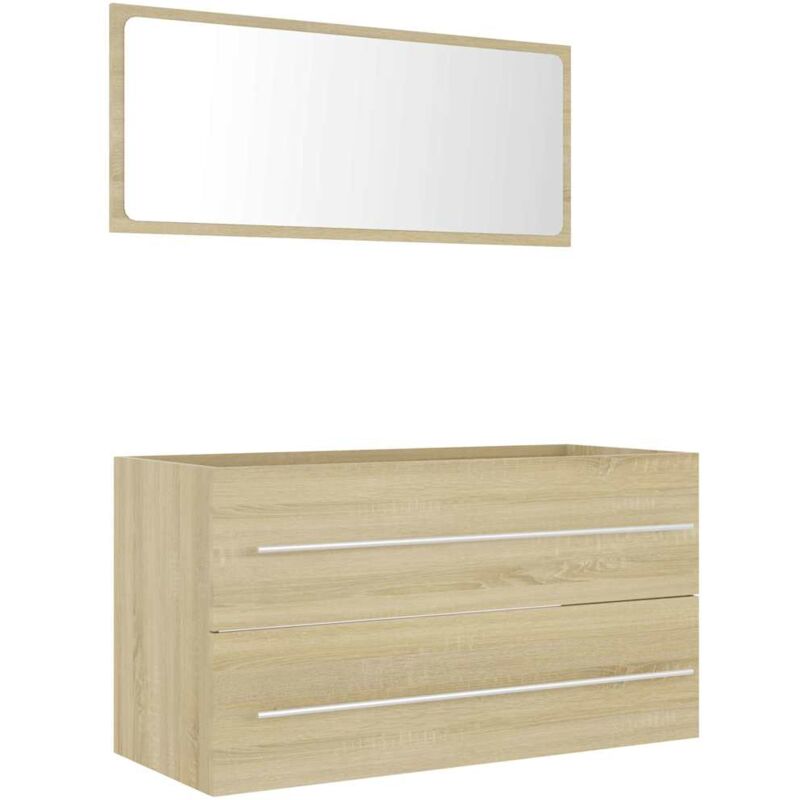 

Conjunto de muebles de baño 2 piezas aglomerado roble Sonoma - Marrón - Vidaxl