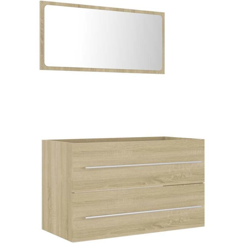 

Conjunto de muebles de baño 2 piezas aglomerado roble Sonoma - Marrón - Vidaxl