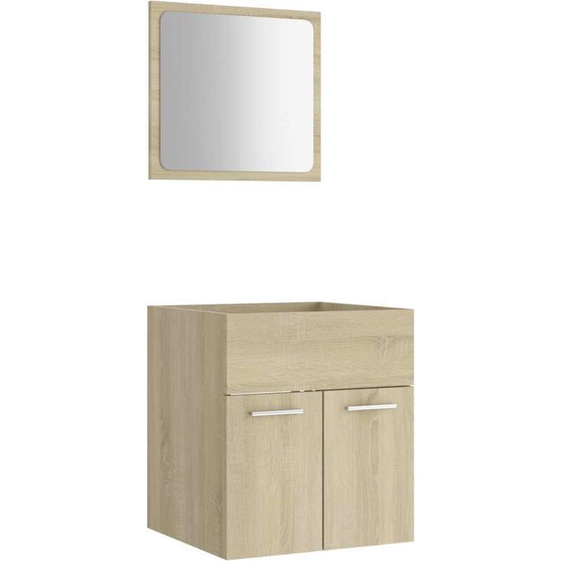 

Conjunto de muebles de baño 2 piezas aglomerado roble Sonoma - Marrón - Vidaxl