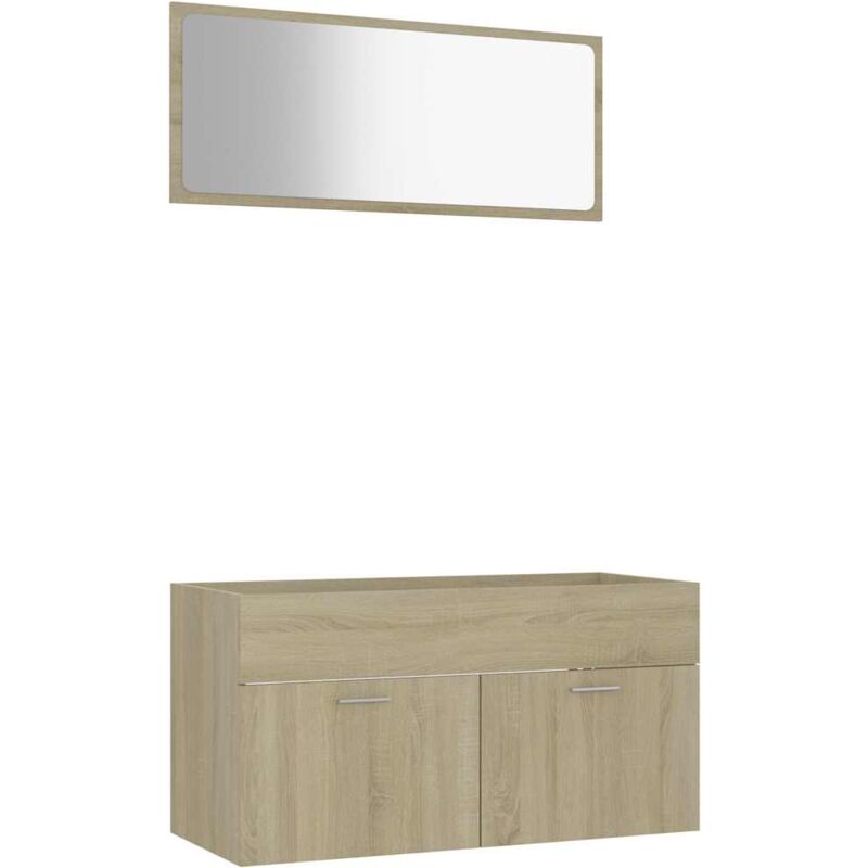 

Conjunto de muebles de baño 2 piezas aglomerado roble Sonoma - Marrón - Vidaxl