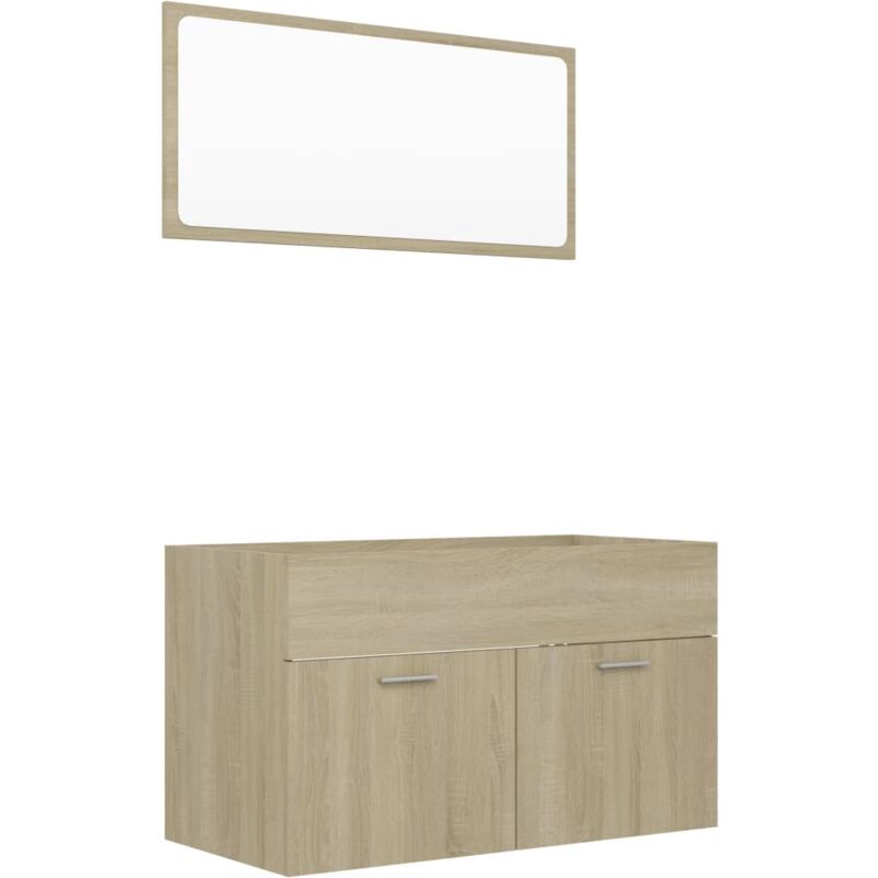

Conjunto de muebles de baño 2 piezas aglomerado roble Sonoma - Marrón - Vidaxl