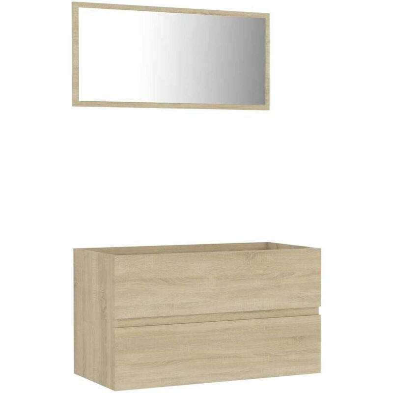 

Conjunto de muebles de baño 2 piezas aglomerado roble Sonoma - Marrón - Vidaxl