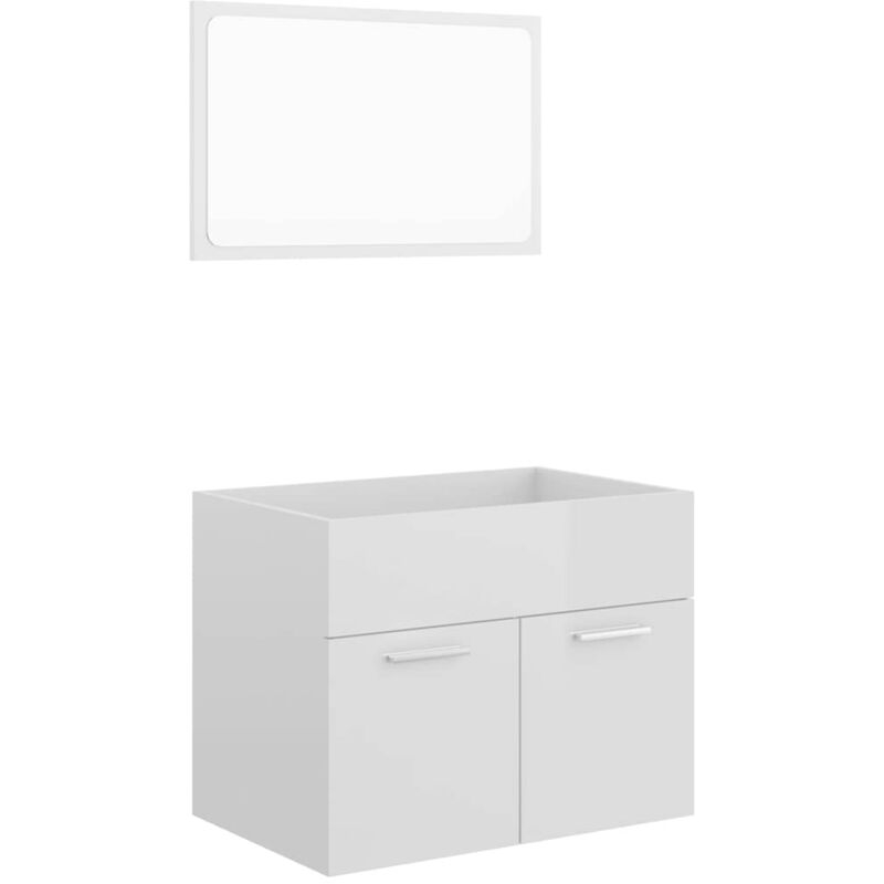 

Conjunto de muebles de baño 2 pzas aglomerado blanco brillante - Blanco - Vidaxl