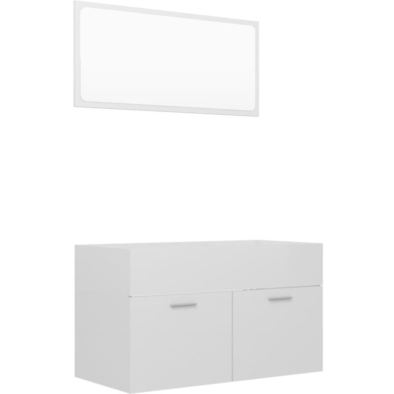 

Conjunto de muebles de baño 2 pzas aglomerado blanco brillante - Blanco - Vidaxl