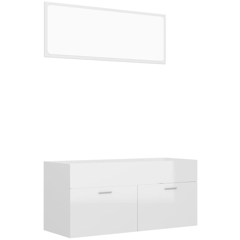 

Conjunto de muebles de baño 2 pzas aglomerado blanco brillante - Blanco - Vidaxl