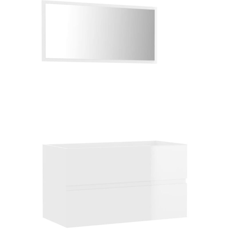 

Conjunto de muebles de baño 2 pzas aglomerado blanco brillante - Blanco - Vidaxl