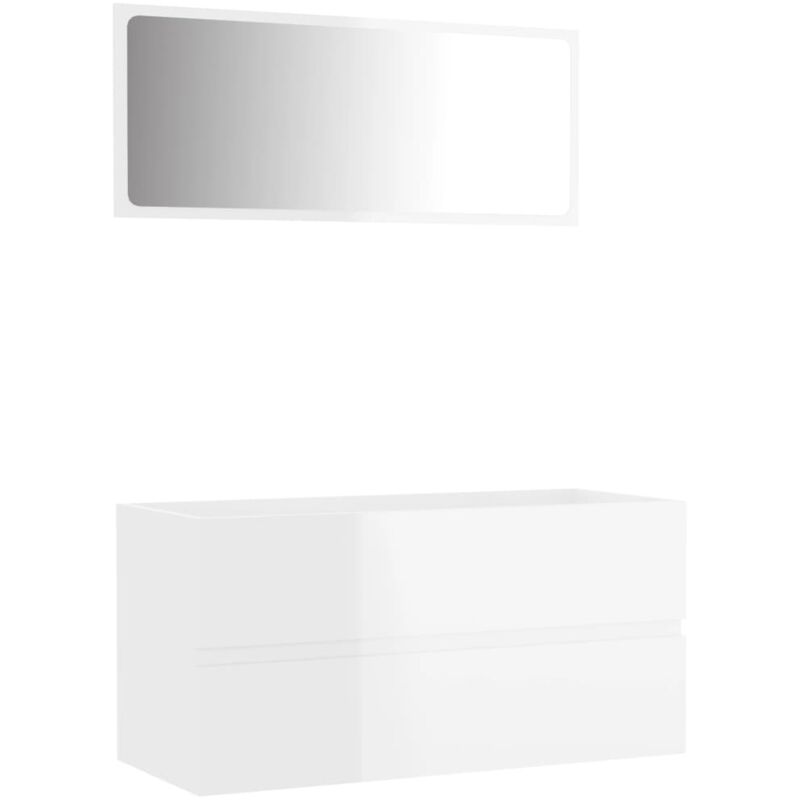 

Conjunto de muebles de baño 2 pzas aglomerado blanco brillante - Blanco - Vidaxl