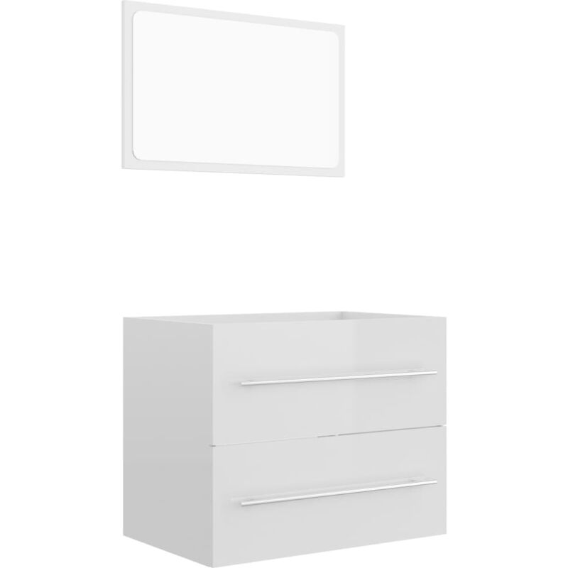 

Conjunto de muebles de baño 2 pzas aglomerado blanco brillante - Blanco - Vidaxl