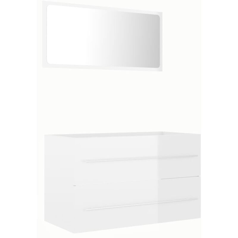 

vidaXL Conjunto de muebles de baño 2 pzas aglomerado blanco brillante - Blanco