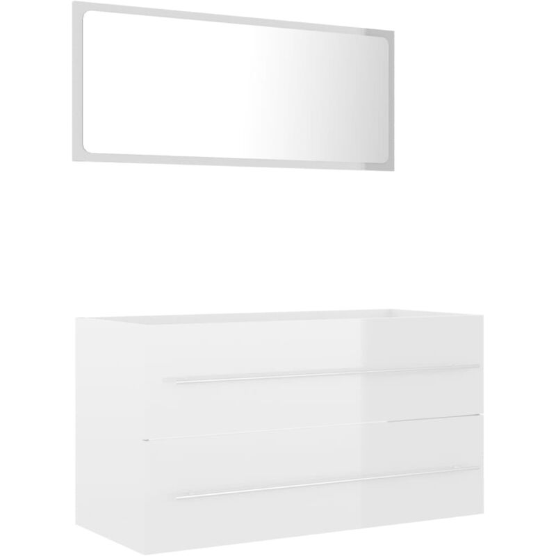 

Conjunto de muebles de baño 2 pzas aglomerado blanco brillante - Blanco - Vidaxl