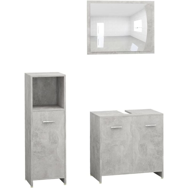 

Conjunto de muebles de baño 3 piezas aglomerado gris hormigón - Gris - Vidaxl