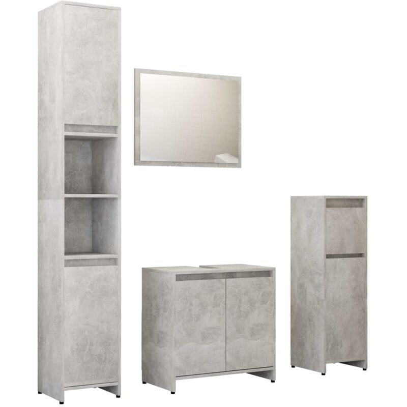 

Conjunto de muebles de baño 4 piezas aglomerado gris hormigón - Gris - Vidaxl