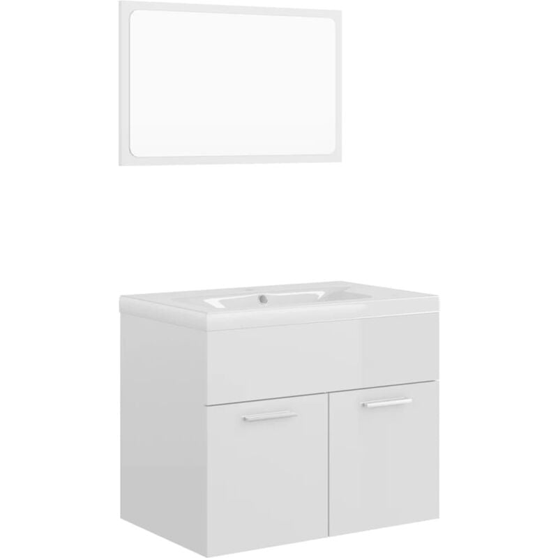 

Conjunto de muebles de baño aglomerado blanco brillante - Blanco - Vidaxl