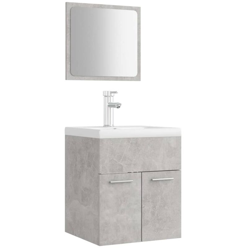 

Conjunto de muebles de baño aglomerado gris hormigón - Gris - Vidaxl