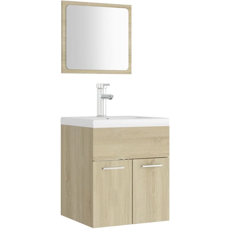

Conjunto de muebles de baño aglomerado roble Sonoma - Marrón - Vidaxl