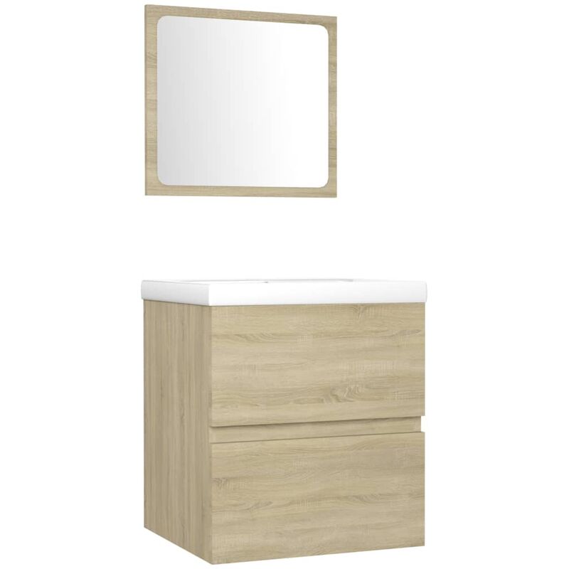 

Conjunto de muebles de baño aglomerado roble Sonoma - Marrón - Vidaxl