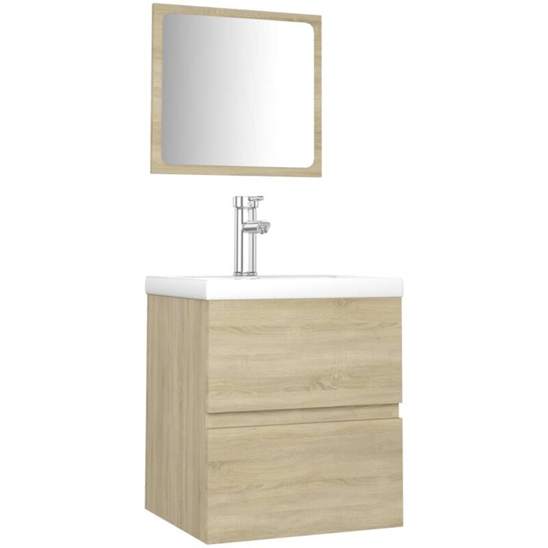 

Conjunto de muebles de baño aglomerado roble Sonoma - Marrón - Vidaxl