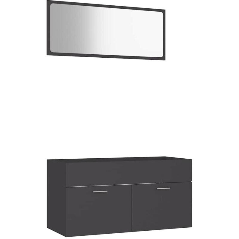 

Conjunto de muebles de baño 2 piezas aglomerado gris - Gris - Vidaxl