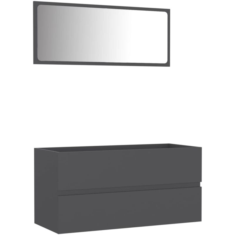 

Conjunto de muebles de baño 2 piezas aglomerado gris - Gris - Vidaxl