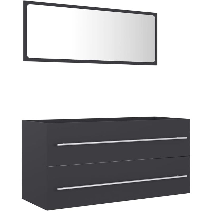 

Conjunto de muebles de baño 2 piezas aglomerado gris - Gris - Vidaxl
