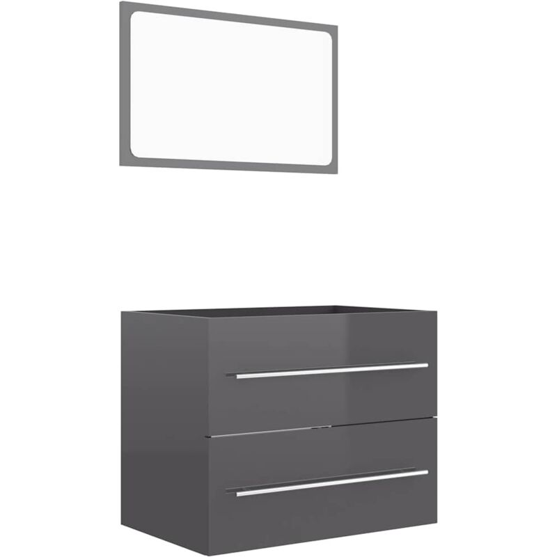 

vidaXL Conjunto de muebles de baño 2 piezas aglomerado gris brillante - Gris