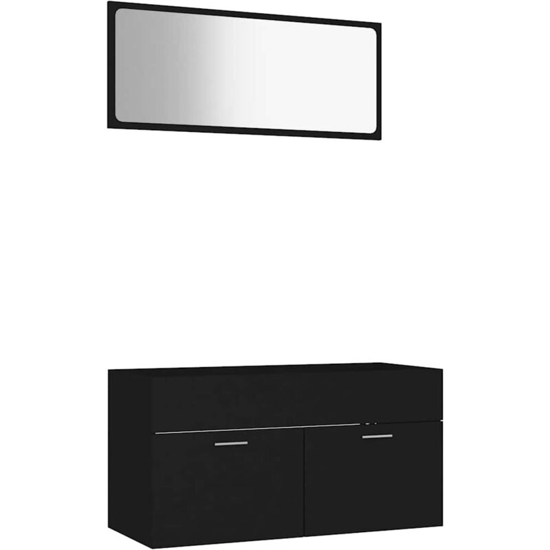 

Conjunto de muebles de baño 2 piezas aglomerado negro - Negro - Vidaxl