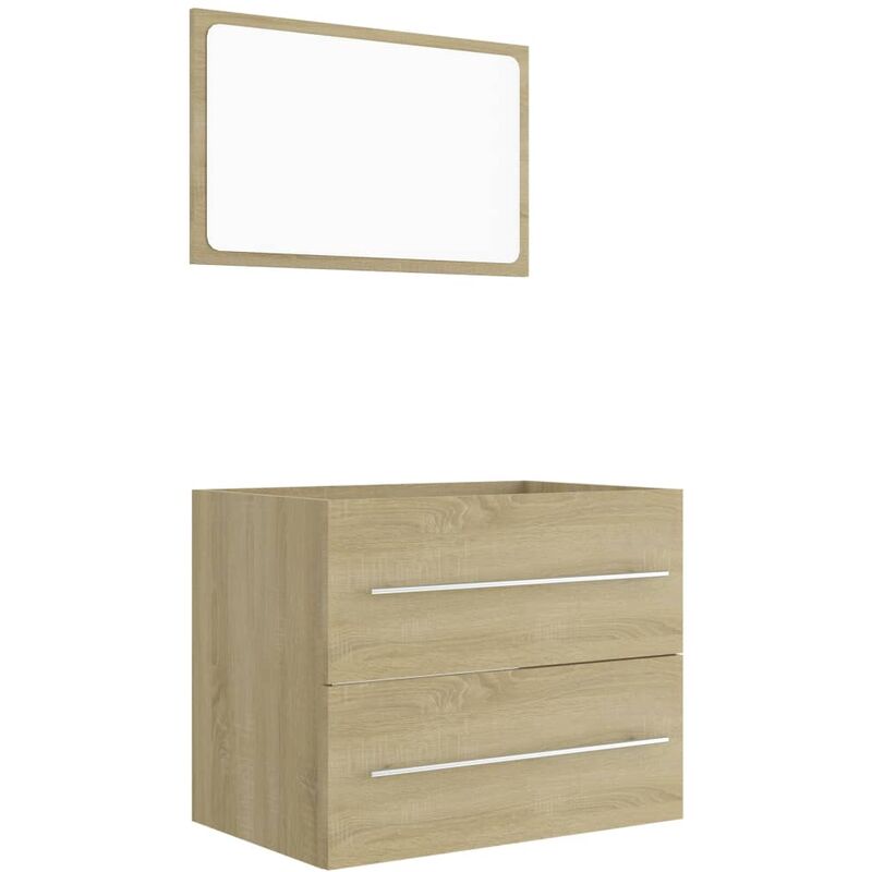 

Conjunto de muebles de baño 2 piezas aglomerado roble Sonoma - Marrón - Vidaxl