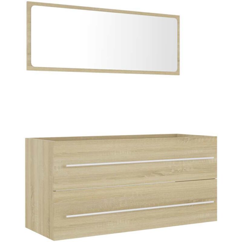 

Conjunto de muebles de baño 2 piezas aglomerado roble Sonoma - Marrón - Vidaxl