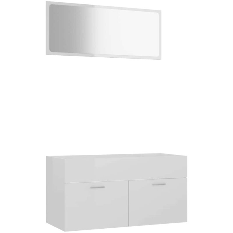 

Conjunto de muebles de baño 2 pzas aglomerado blanco brillante - Blanco - Vidaxl