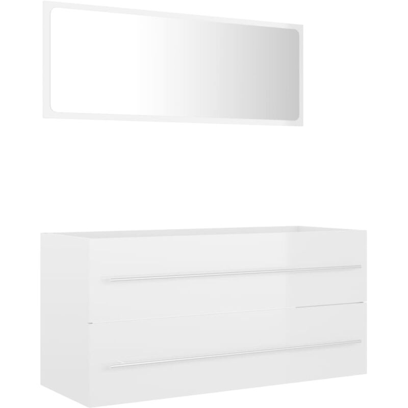 

vidaXL Conjunto de muebles de baño 2 pzas aglomerado blanco brillante - Blanco
