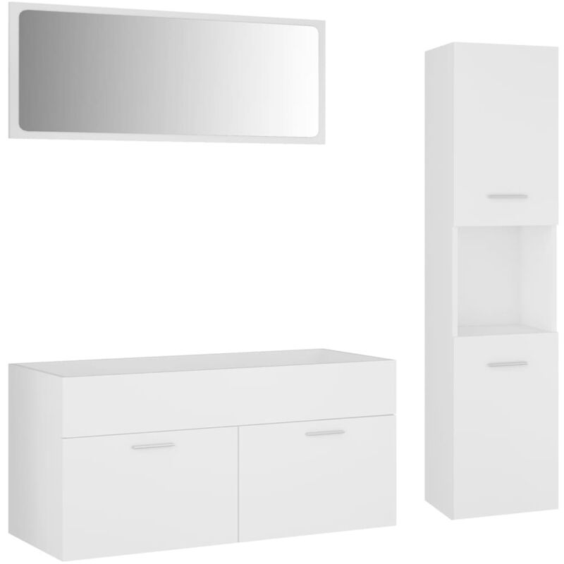 

Conjunto de muebles de baño aglomerado blanco - Blanco - Vidaxl